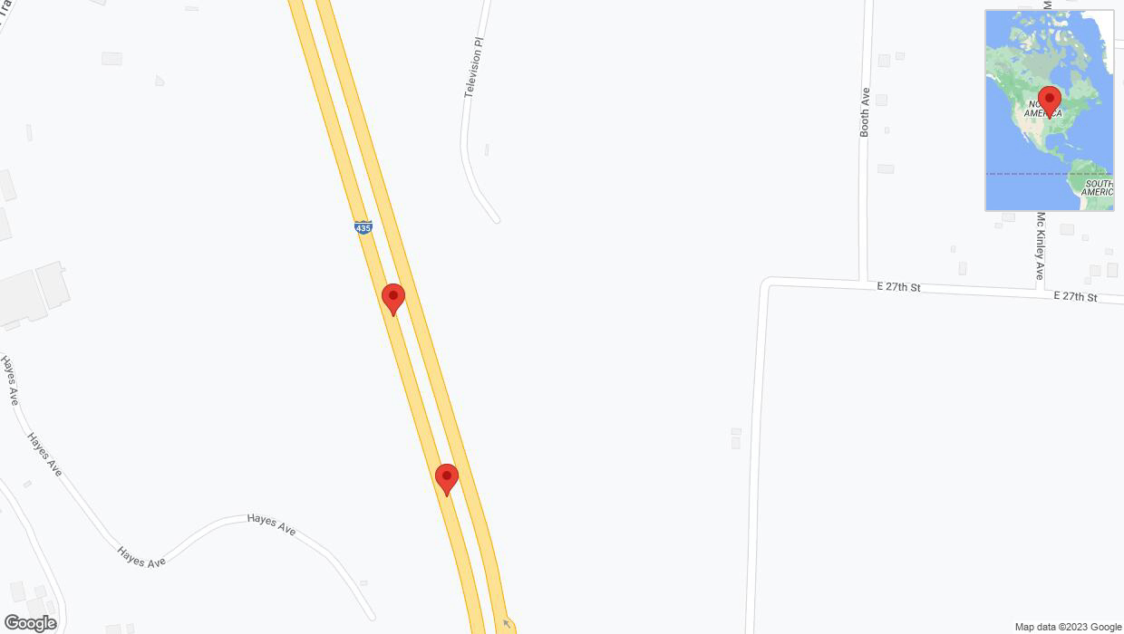 A detailed map that shows the affected road due to 'Broken down vehicle on southbound I-435 in Kansas City' on November 13th at 10:40 p.m.