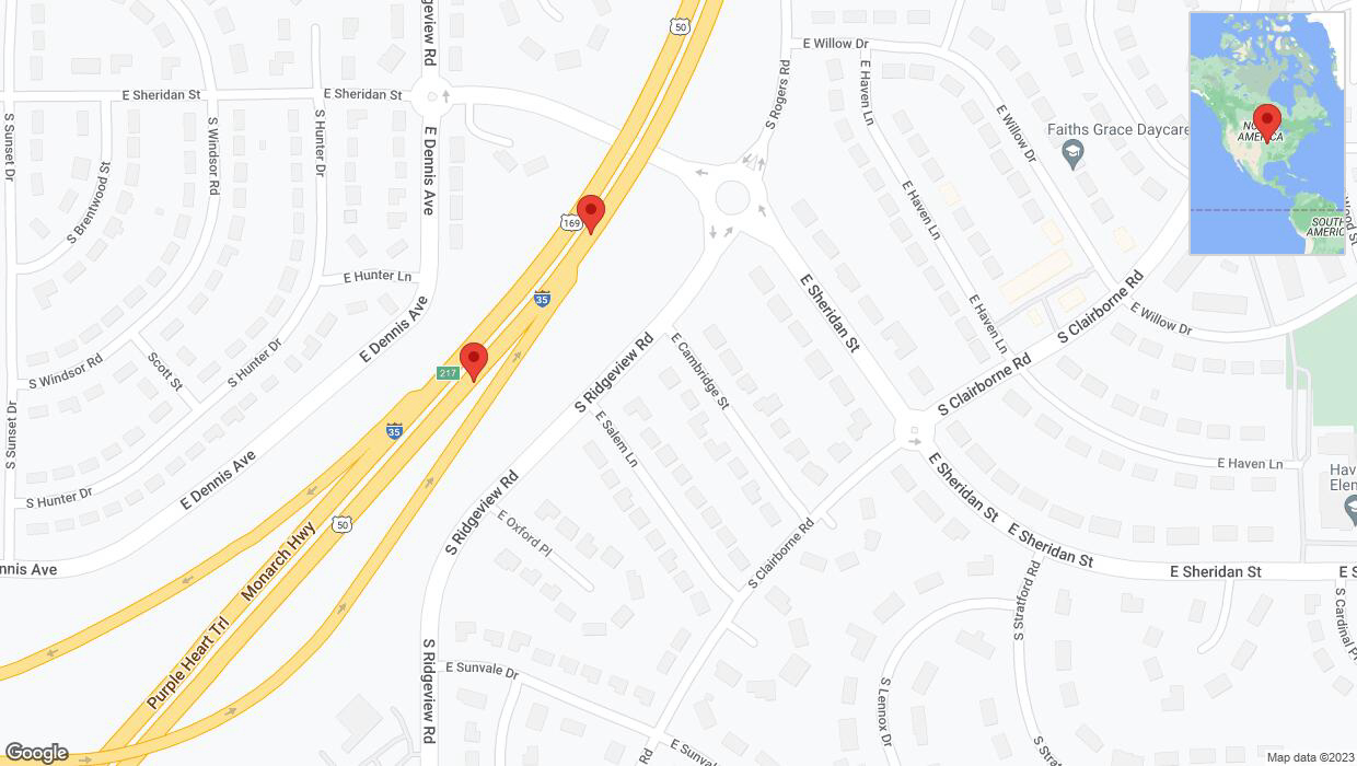 A detailed map that shows the affected road due to 'Broken down vehicle on eastbound I-35 in Olathe' on November 10th at 1:20 p.m.