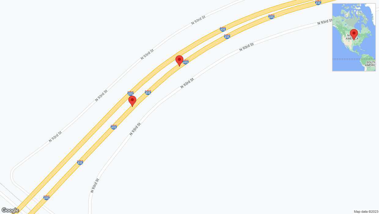 A detailed map that shows the affected road due to 'Broken down vehicle on northbound I-435 in Kansas City' on November 10th at 3:14 p.m.