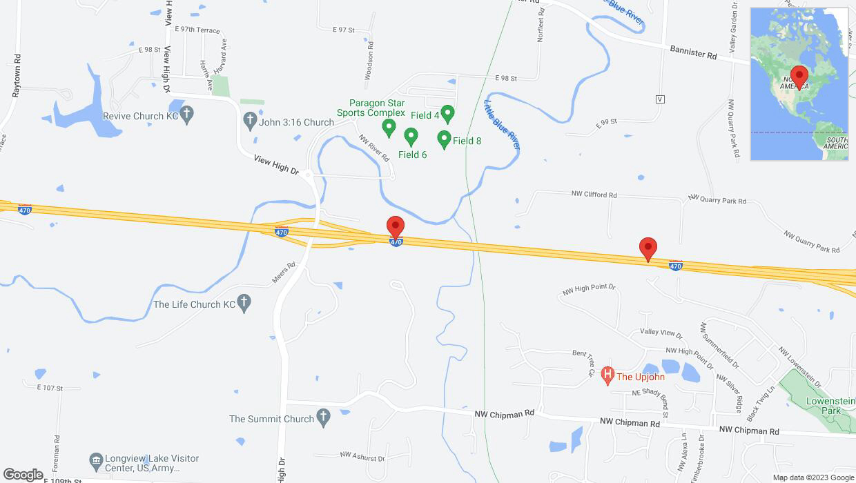 A detailed map that shows the affected road due to 'Reports of a crash on eastbound I-470' on November 10th at 4:01 p.m.