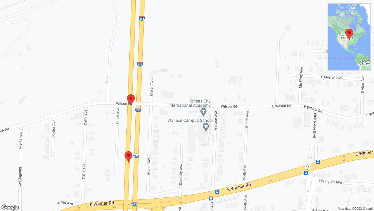 A detailed map that shows the affected road due to 'Broken down vehicle on southbound I-435 in Kansas City' on November 13th at 4:05 p.m.