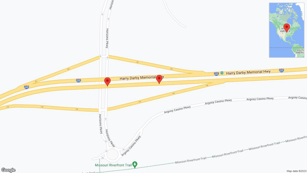 A detailed map that shows the affected road due to 'Broken down vehicle on northbound I-635 in Riverside' on November 10th at 5:37 p.m.