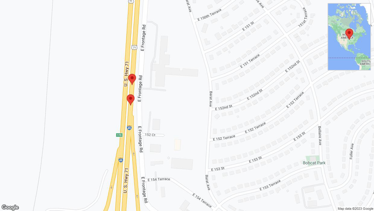 A detailed map that shows the affected road due to 'Warning in Grandview: Crash reported on northbound I-40/US-71' on November 10th at 6:49 p.m.