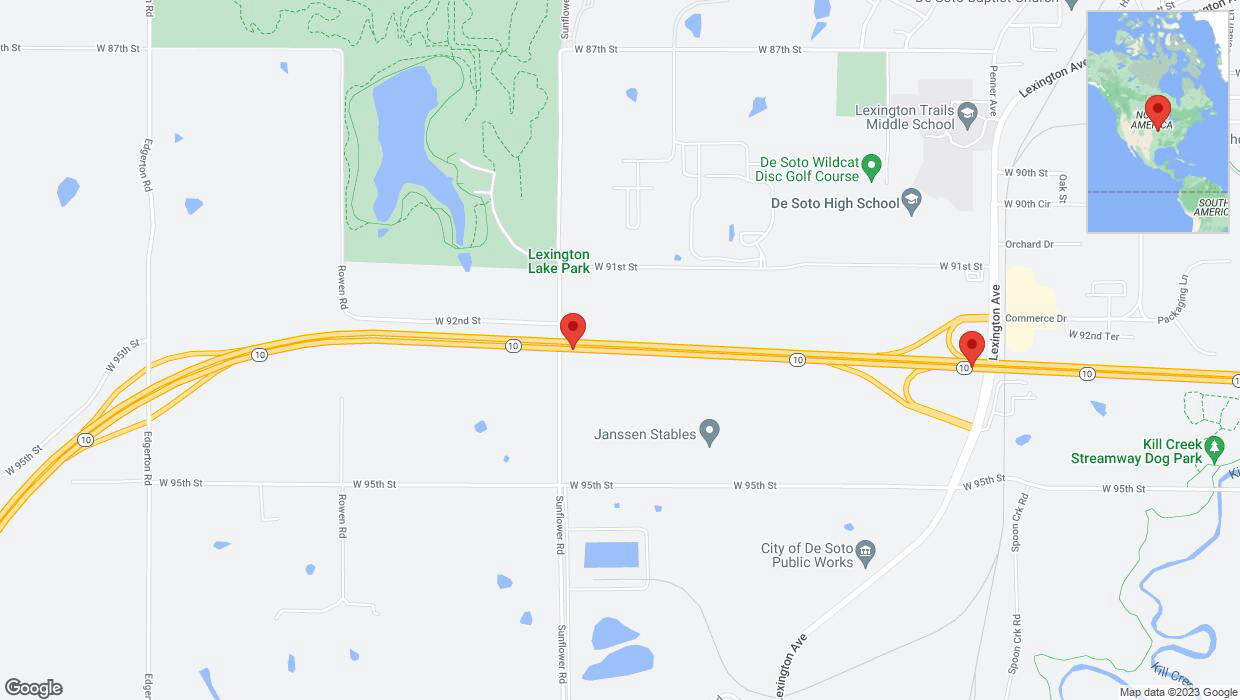 A detailed map that shows the affected road due to 'Reports of a crash on eastbound K-10' on November 10th at 9:16 p.m.