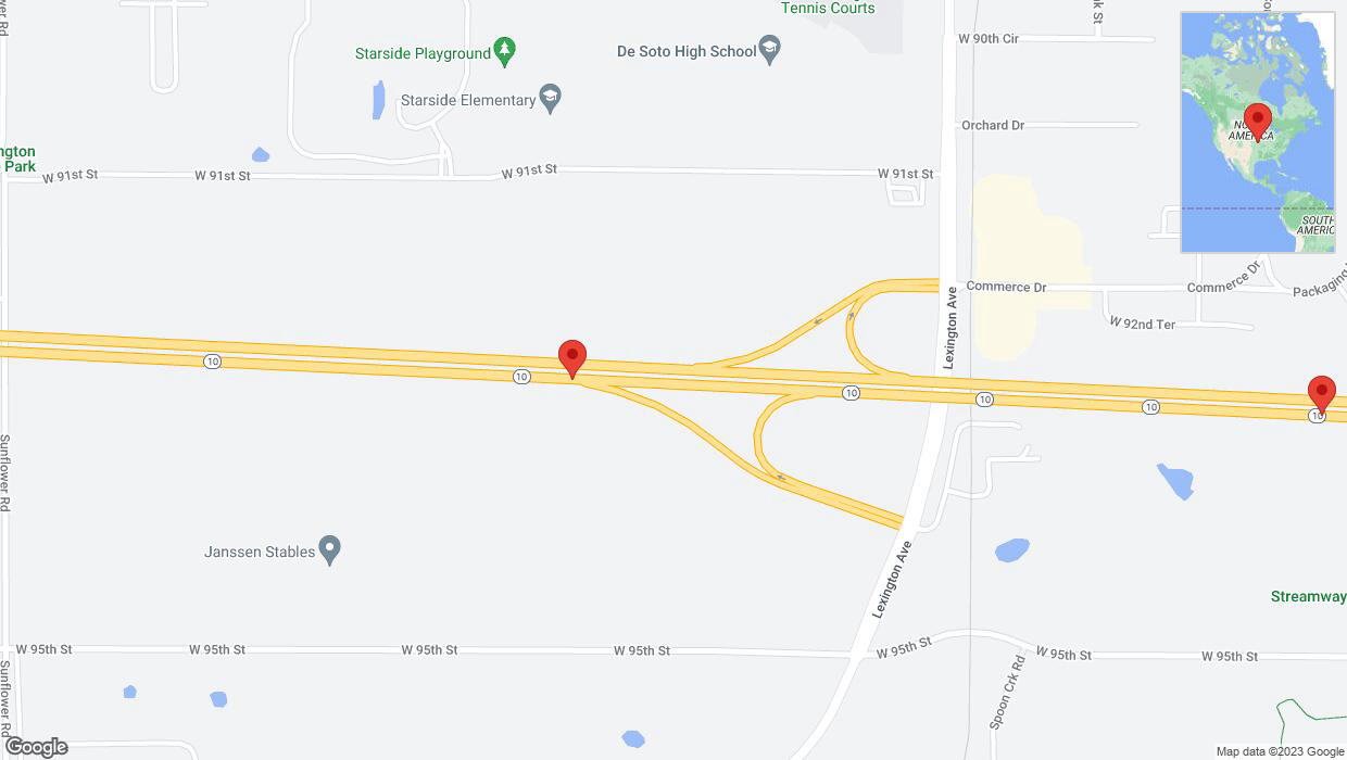 A detailed map that shows the affected road due to 'Crash report: K-10' on November 10th at 9:22 p.m.
