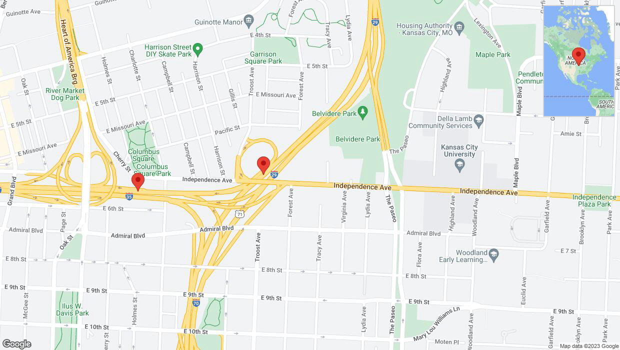 A detailed map that shows the affected road due to 'Kansas City: I-35 temporarily closed' on November 10th at 10:19 p.m.