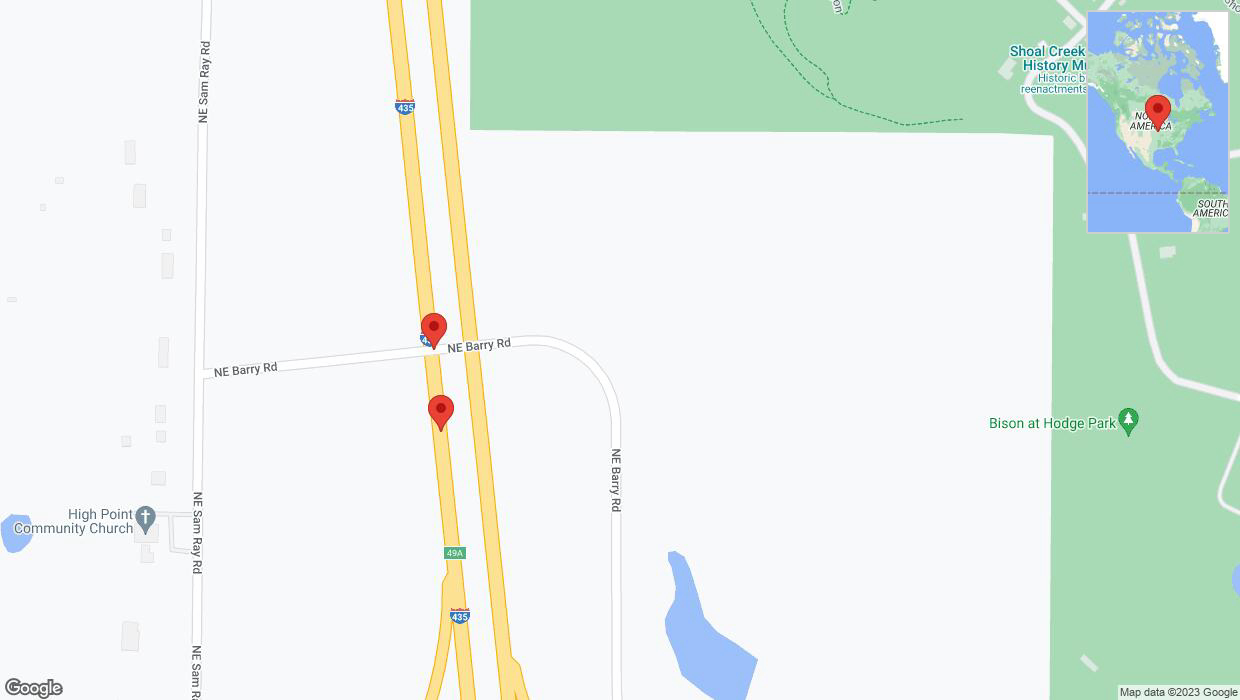 A detailed map that shows the affected road due to 'Broken down vehicle on southbound I-435 in Kansas City' on November 11th at 1:06 p.m.