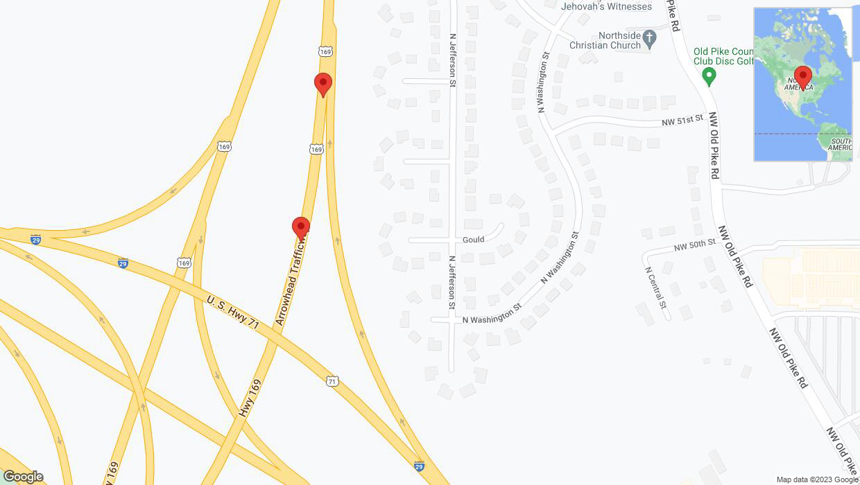 A detailed map that shows the affected road due to 'Broken down vehicle on northbound US-169 in Kansas City' on November 11th at 1:54 p.m.