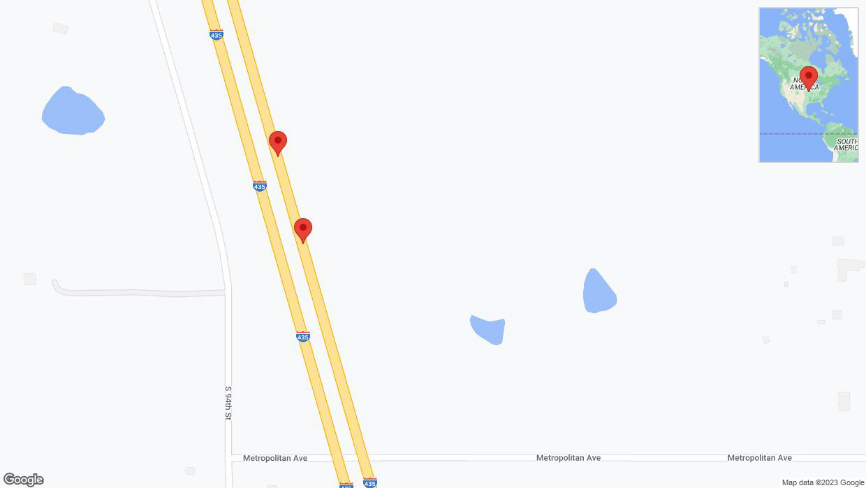 A detailed map that shows the affected road due to 'Broken down vehicle on northbound I-435 in Kansas City' on November 11th at 6 p.m.