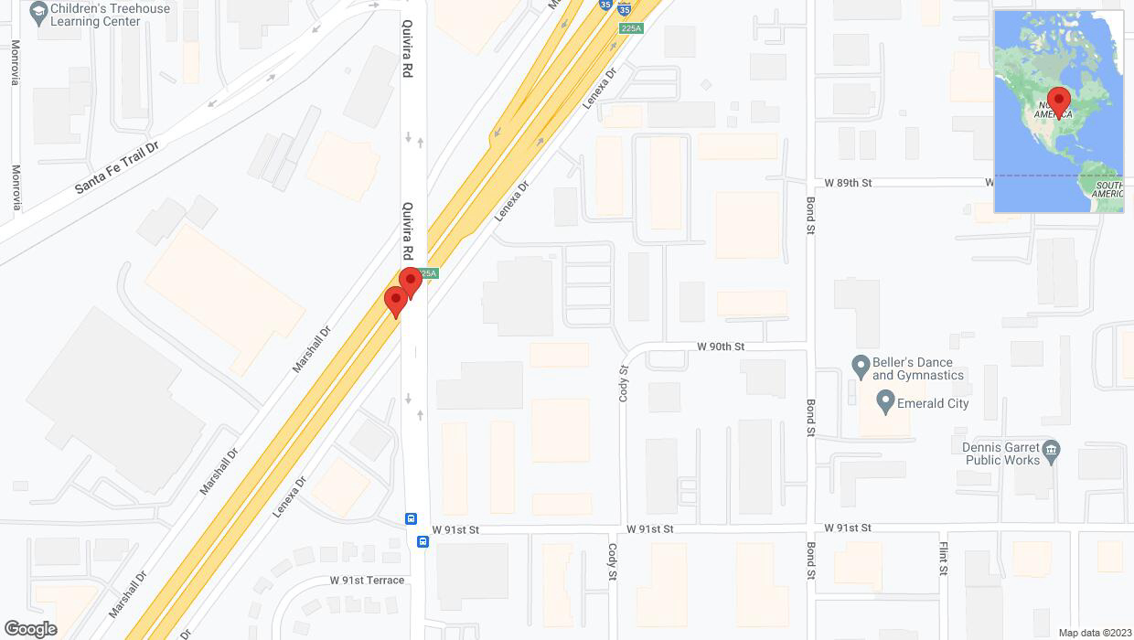 A detailed map that shows the affected road due to 'Broken down vehicle on eastbound I-35 in Overland Park' on November 11th at 6 p.m.