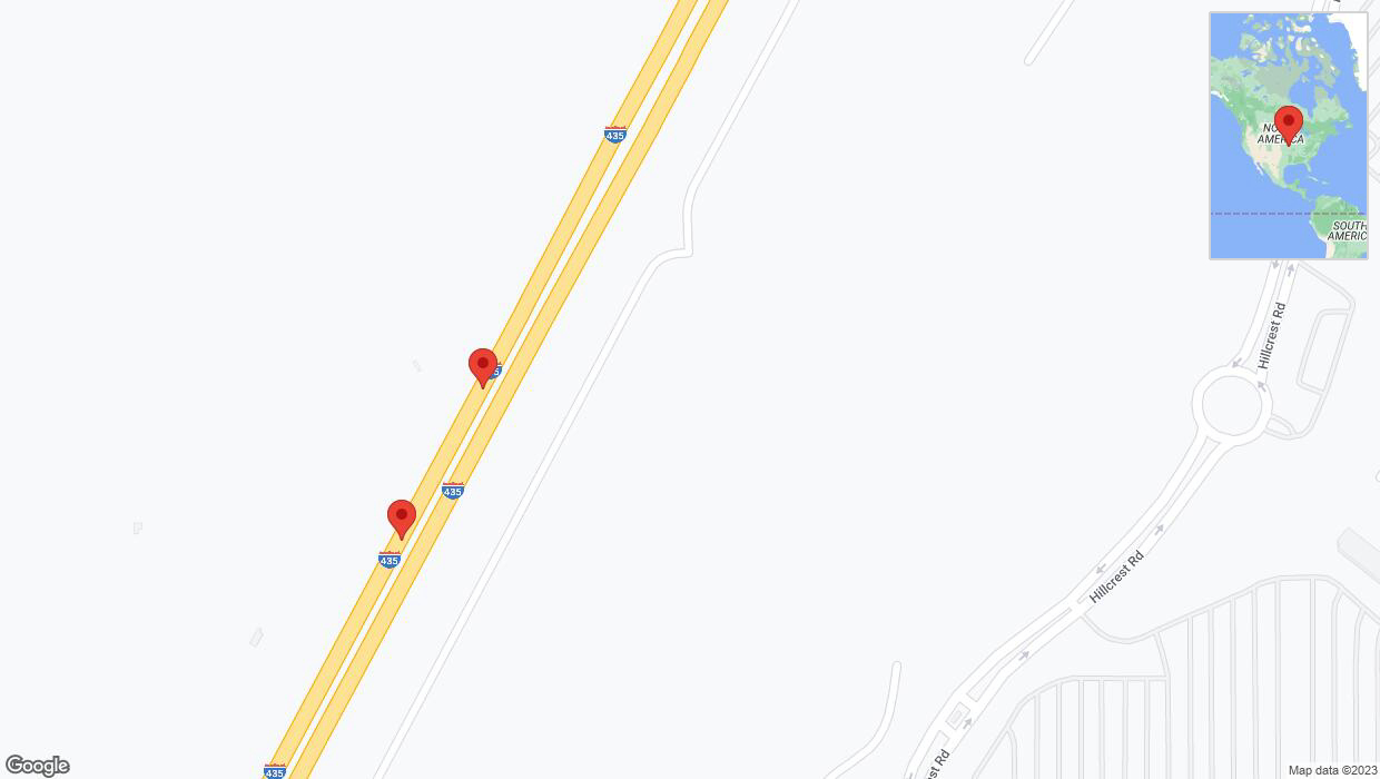 A detailed map that shows the affected road due to 'Broken down vehicle on southbound I-435 in Kansas City' on November 11th at 7:18 p.m.