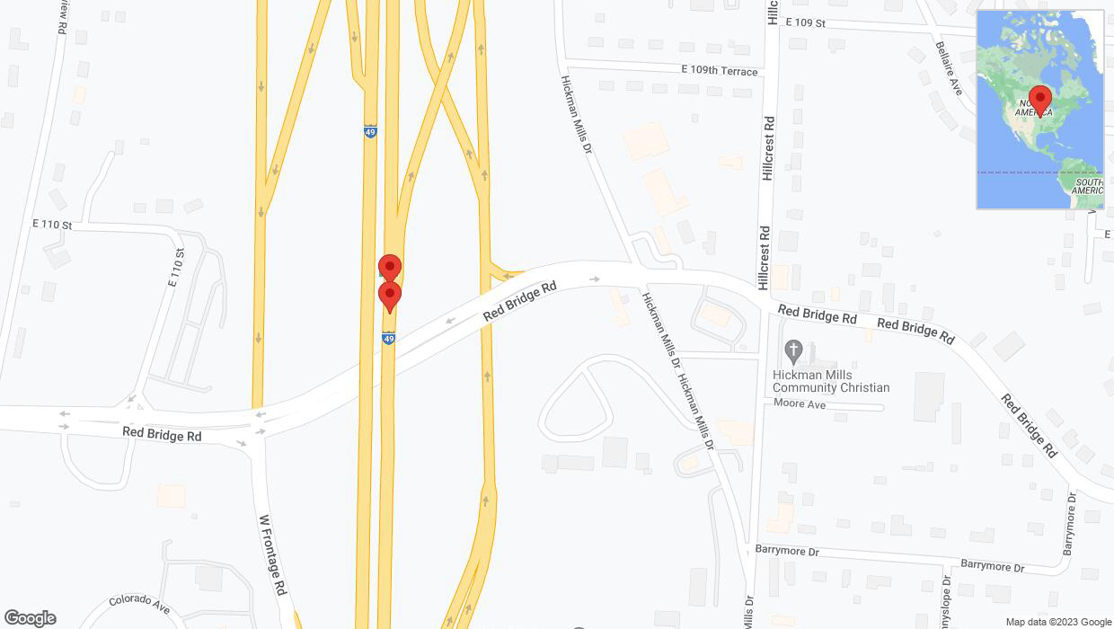 A detailed map that shows the affected road due to 'Broken down vehicle on northbound I-40/US-71 in Kansas City' on November 11th at 8 p.m.