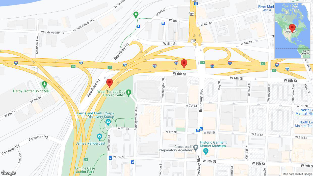 A detailed map that shows the affected road due to 'Kansas City: I-35 closed' on November 12th at 12:09 p.m.
