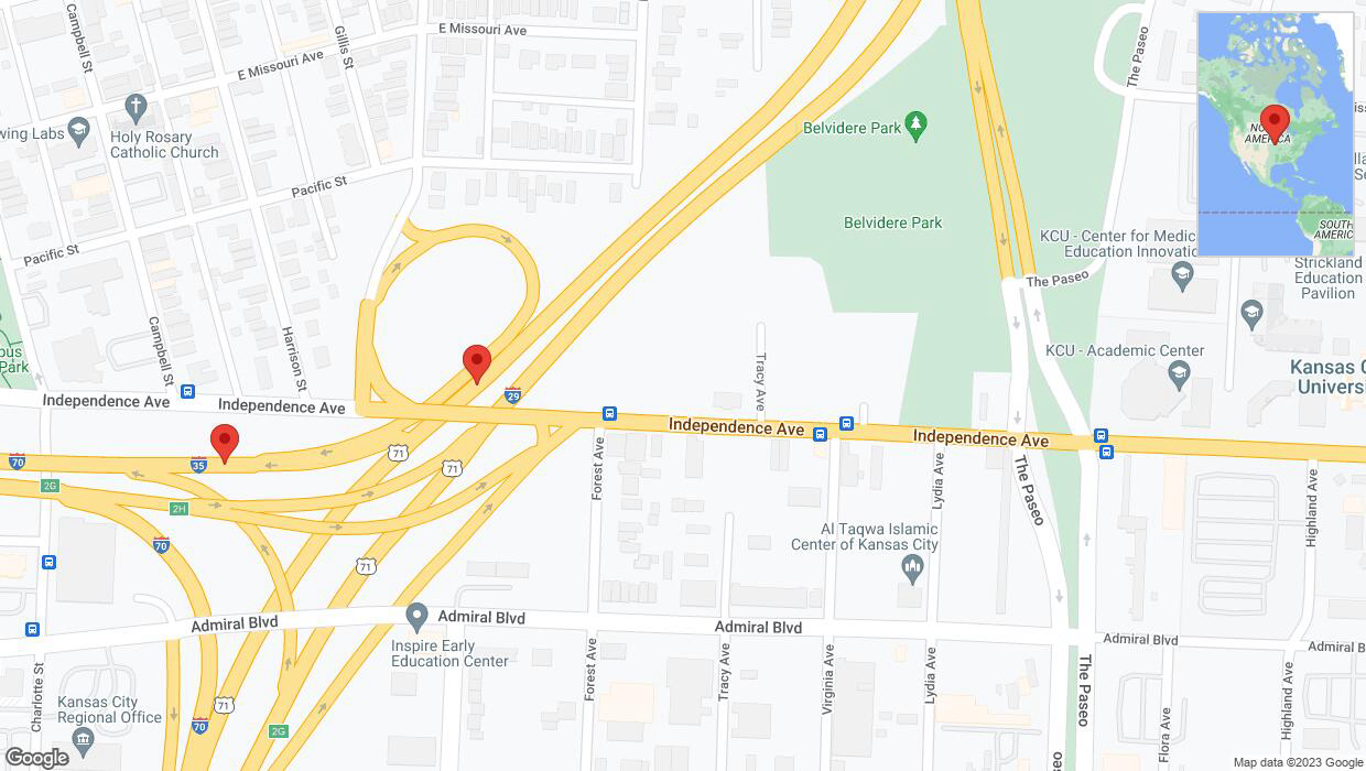A detailed map that shows the affected road due to 'Kansas City: I-35 temporarily closed' on November 12th at 12:45 p.m.