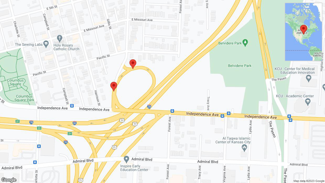 A detailed map that shows the affected road due to 'Kansas City: US-24 West temporarily closed' on November 12th at 2:03 p.m.