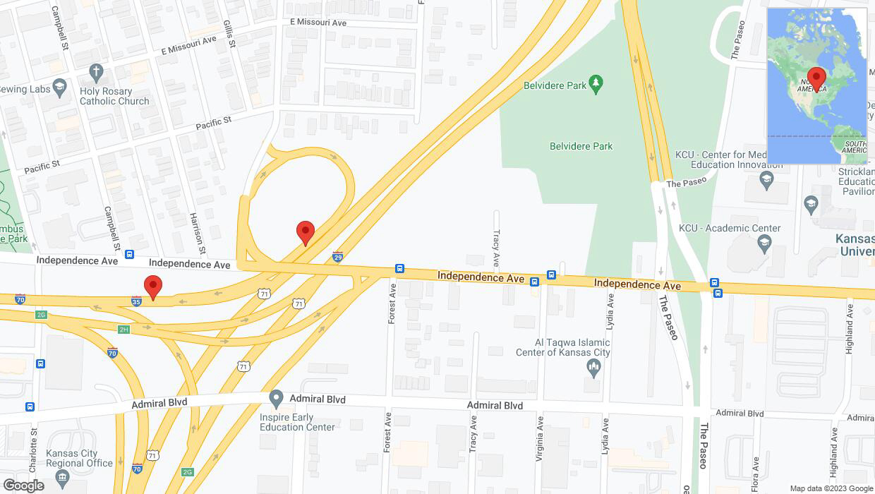 A detailed map that shows the affected road due to 'US-24 West closed in Kansas City' on November 12th at 2:03 p.m.