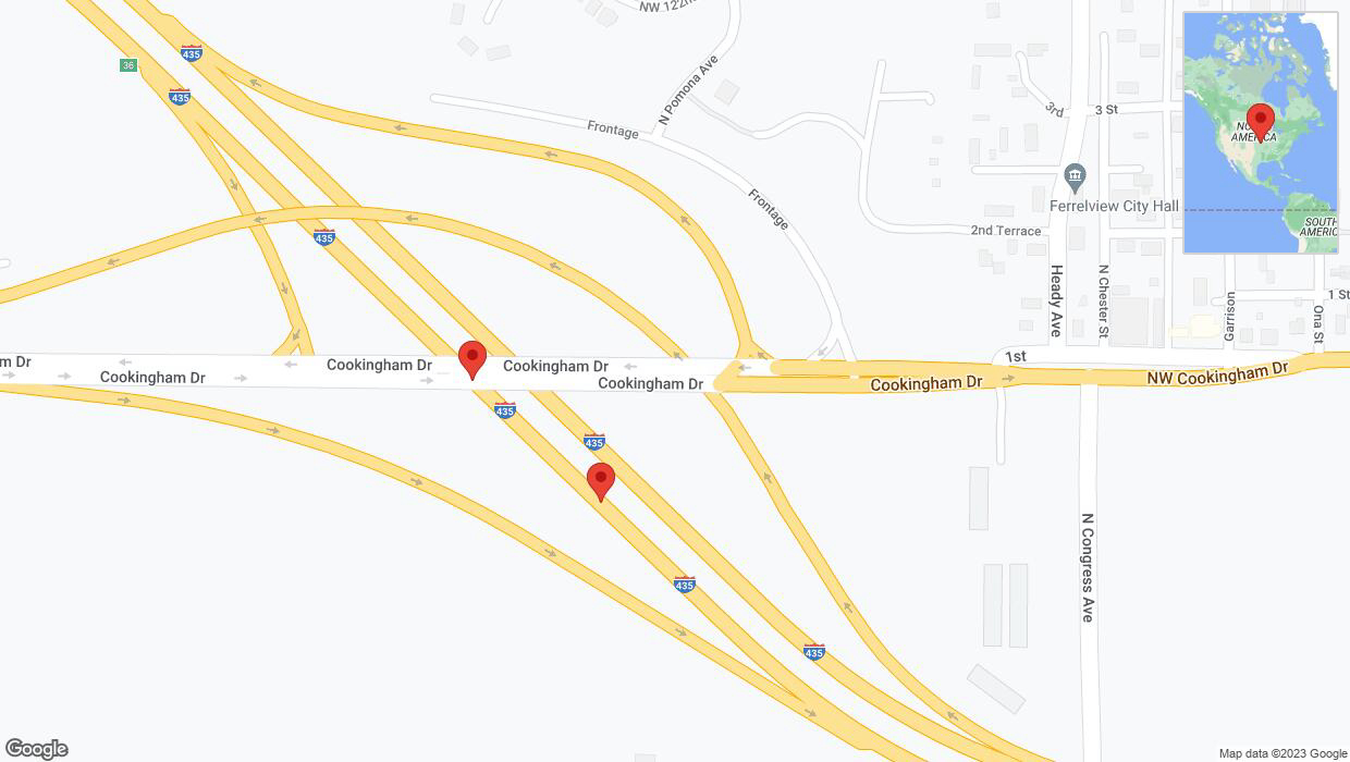 A detailed map that shows the affected road due to 'Broken down vehicle on eastbound I-435 in Kansas City' on November 12th at 4:03 p.m.