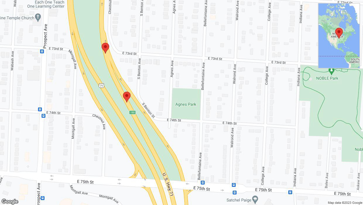 A detailed map that shows the affected road due to 'Broken down vehicle on northbound I-40/US-71 in Kansas City' on November 13th at 4:29 p.m.
