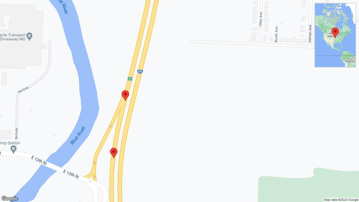 A detailed map that shows the affected road due to 'Broken down vehicle on southbound I-435 in Kansas City' on November 12th at 9:33 p.m.