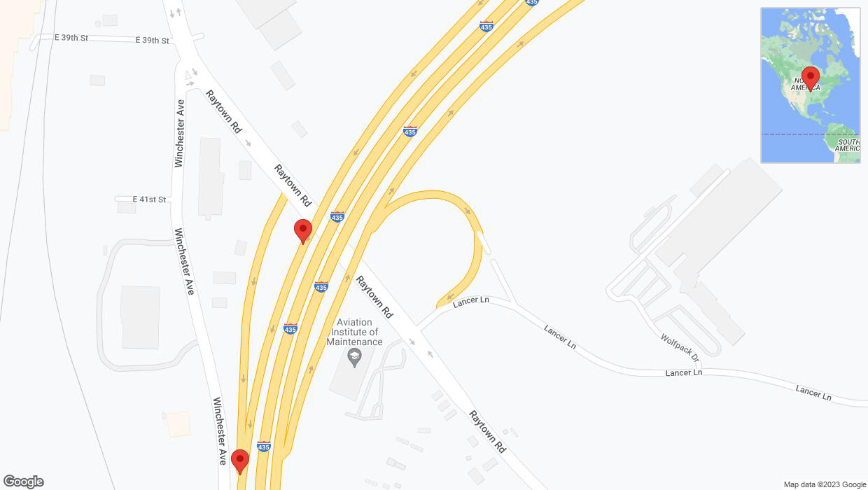 A detailed map that shows the affected road due to 'Broken down vehicle on East 41st Street in Kansas City' on November 13th at 1:54 p.m.