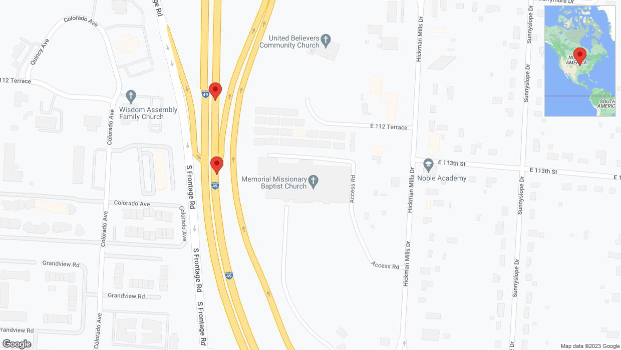 A detailed map that shows the affected road due to 'Broken down vehicle on northbound I-40/US-71 in Kansas City' on November 13th at 2:18 p.m.