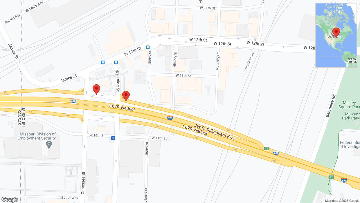 A detailed map that shows the affected road due to 'Kansas City: Liberty Street temporarily closed' on November 13th at 2:24 p.m.