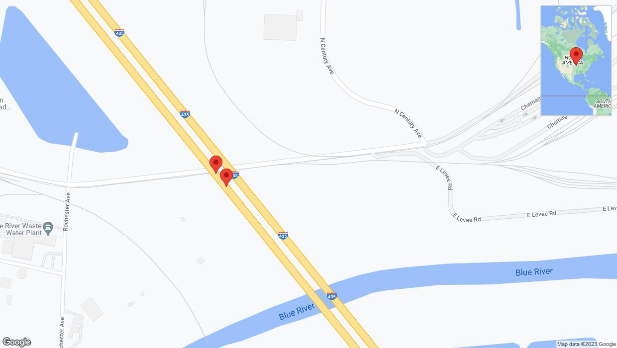 A detailed map that shows the affected road due to 'Broken down vehicle on southbound I-435 in Kansas City' on November 13th at 3:59 p.m.