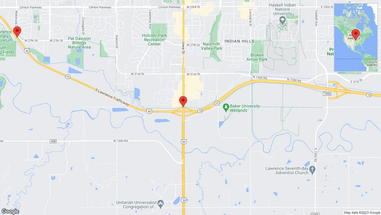 A detailed map that shows the affected road due to 'Reports of a crash in Lawrence' on November 13th at 4:34 p.m.