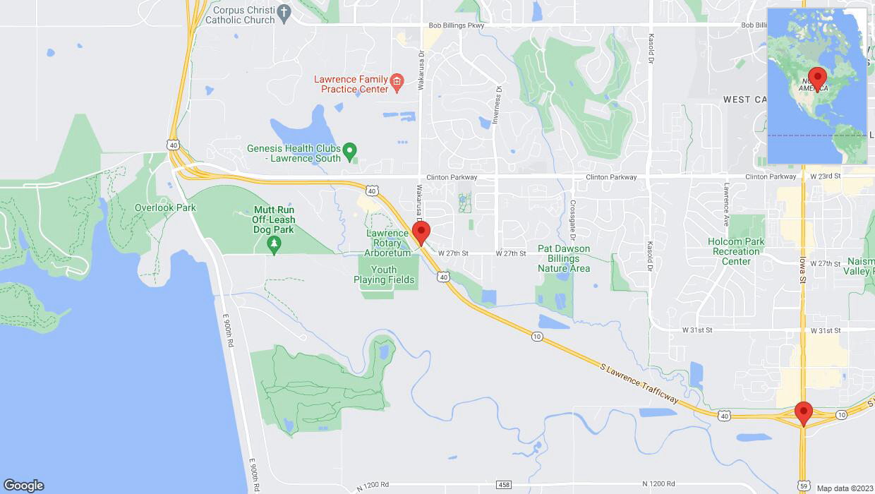 A detailed map that shows the affected road due to 'Reports of a crash in Lawrence' on November 13th at 4:34 p.m.