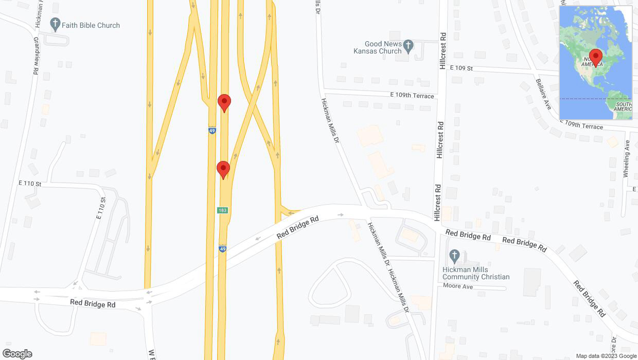 A detailed map that shows the affected road due to 'Broken down vehicle on northbound I-40/US-71 in Kansas City' on November 13th at 7:35 p.m.