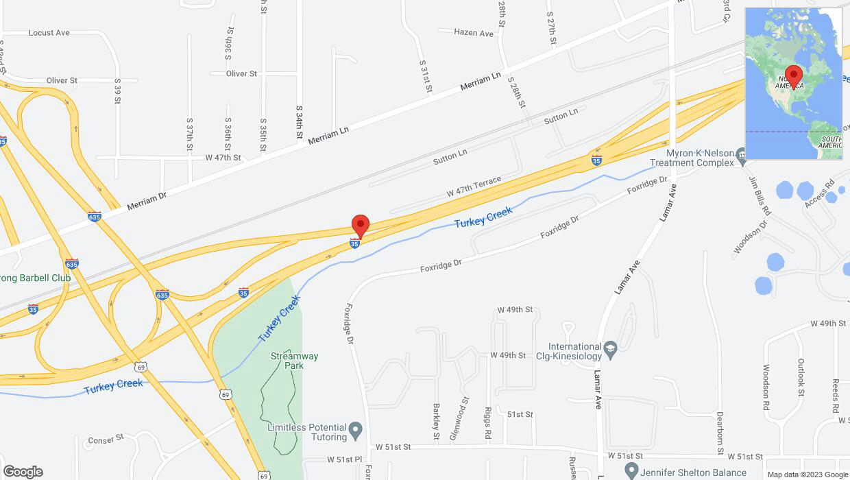 A detailed map that shows the affected road due to 'Warning in Mission: Crash reported on northbound I-35' on November 13th at 6:29 p.m.