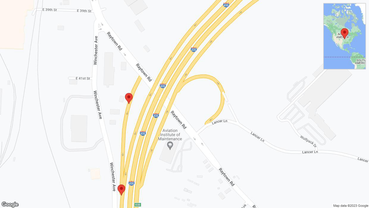 A detailed map that shows the affected road due to 'Broken down vehicle on East 41st Street in Kansas City' on November 14th at 12:58 p.m.