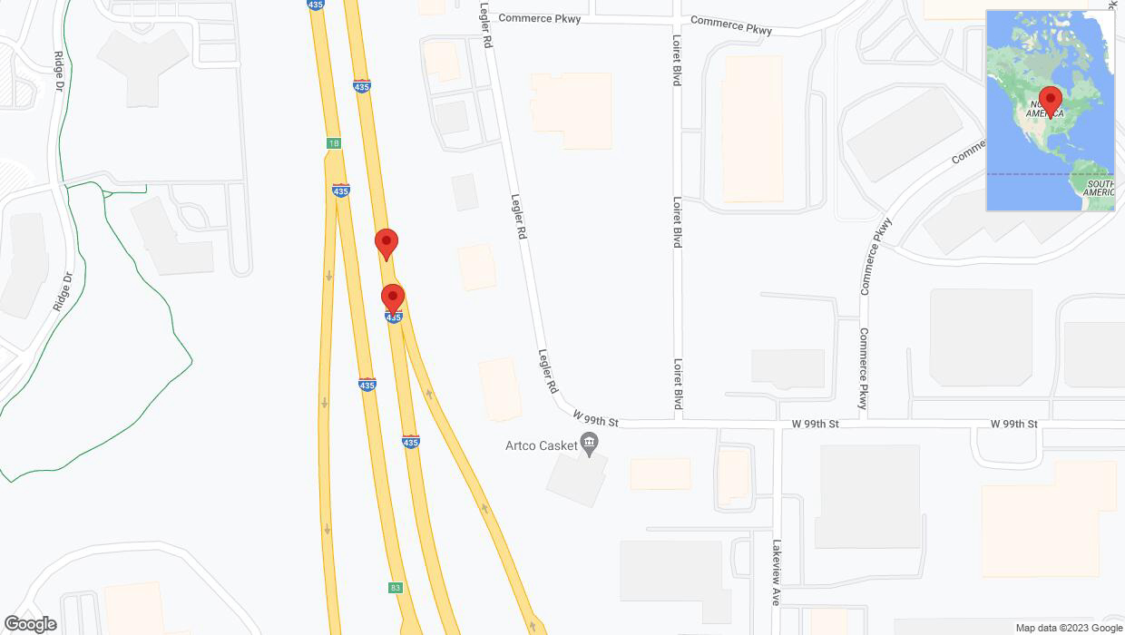A detailed map that shows the affected road due to 'Broken down vehicle on northbound I-435 in Lenexa' on November 14th at 1:58 p.m.
