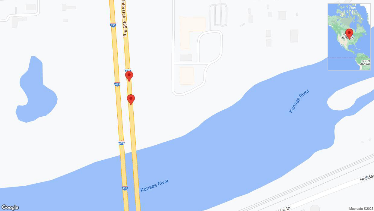 A detailed map that shows the affected road due to 'Broken down vehicle on northbound I-435 in Edwardsville' on November 14th at 2:22 p.m.