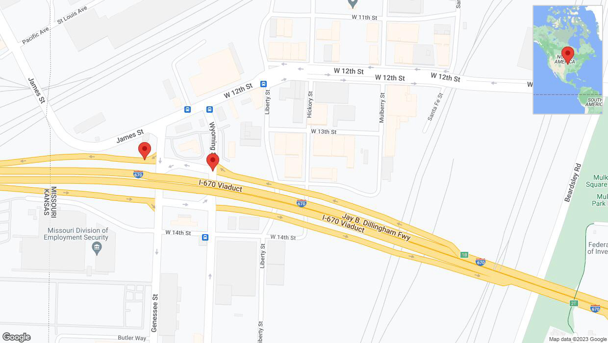 A detailed map that shows the affected road due to 'Kansas City: Genessee Street temporarily closed' on November 14th at 5:10 p.m.