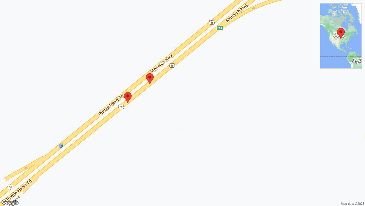 A detailed map that shows the affected road due to 'A crash has been reported on eastbound I-35' on November 14th at 6:52 p.m.