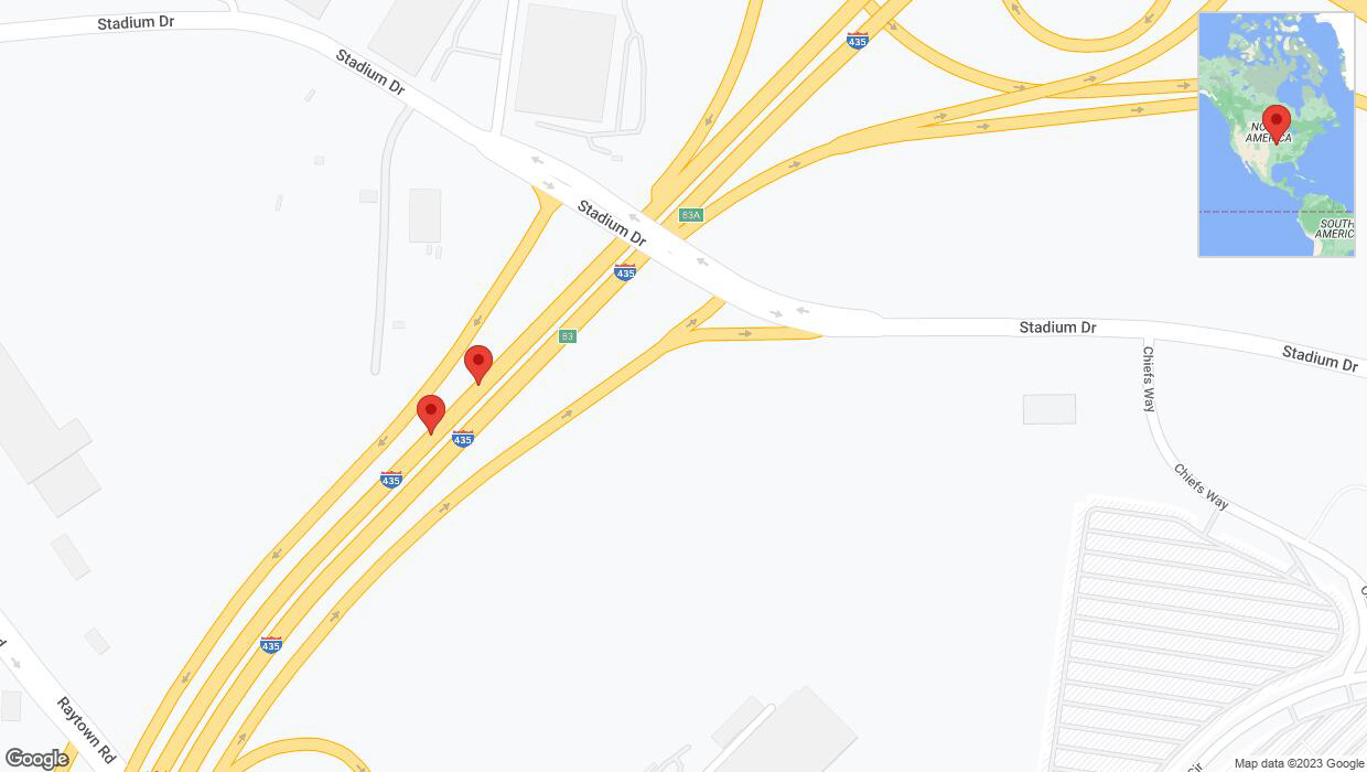 A detailed map that shows the affected road due to 'Broken down vehicle on southbound I-435 in Kansas City' on November 14th at 7:04 p.m.
