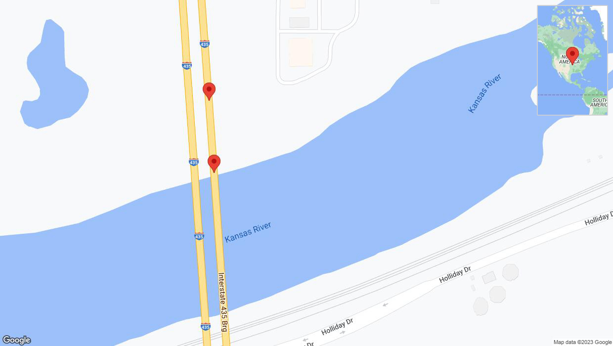 A detailed map that shows the affected road due to 'Broken down vehicle on northbound I-435 in Edwardsville' on November 15th at 12:03 p.m.