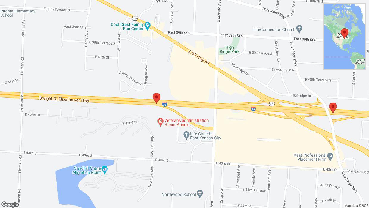 A detailed map that shows the affected road due to 'Reports of a crash on eastbound I-70' on November 15th at 3:49 p.m.