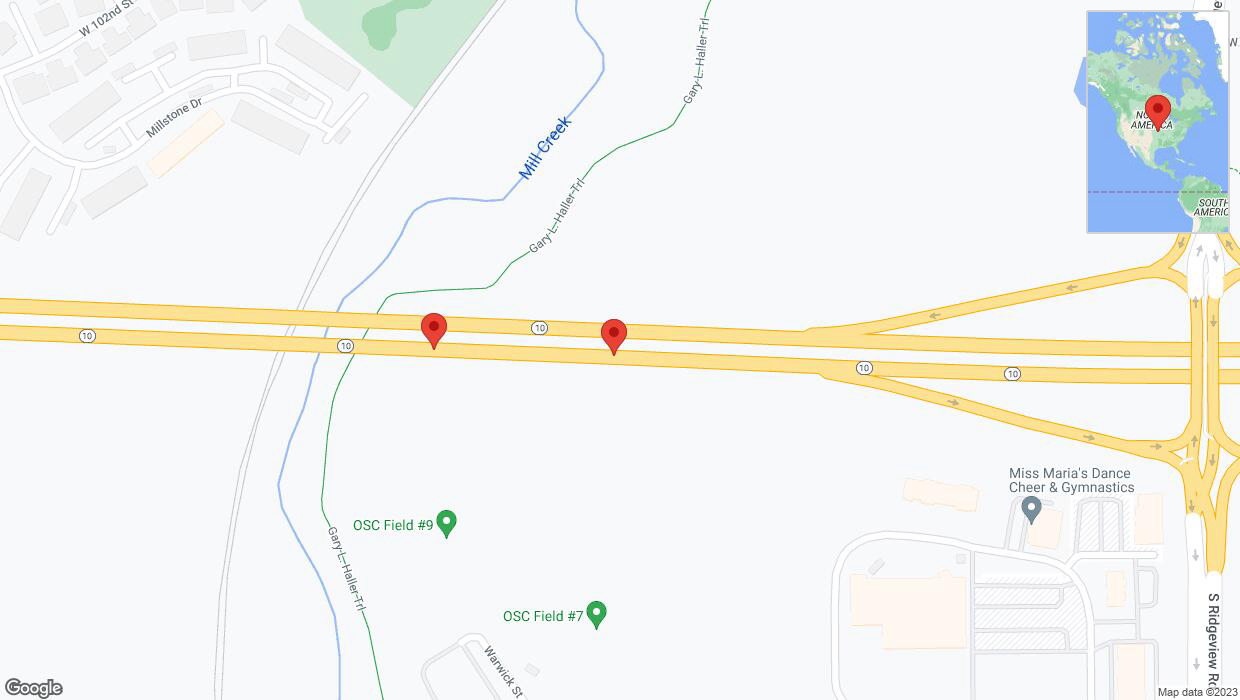A detailed map that shows the affected road due to 'Broken down vehicle on eastbound K-10 in Lenexa' on November 15th at 3:59 p.m.