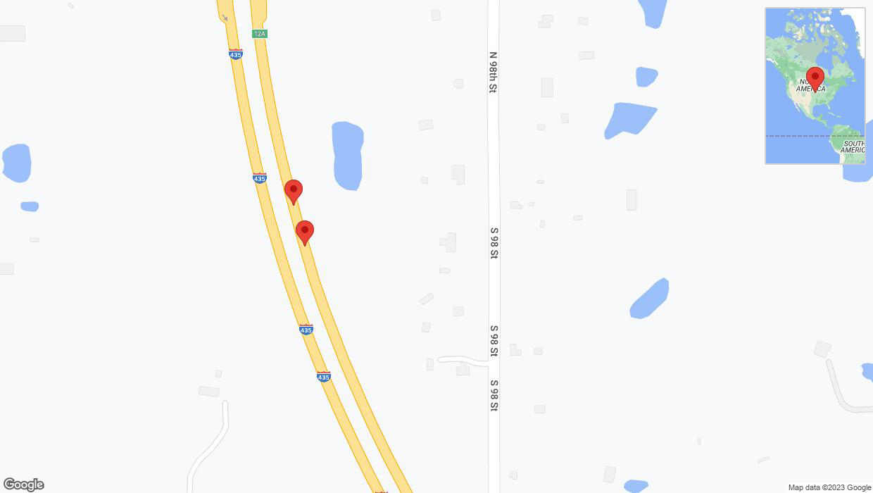 A detailed map that shows the affected road due to 'Broken down vehicle on northbound I-435 in Edwardsville' on November 15th at 4:19 p.m.