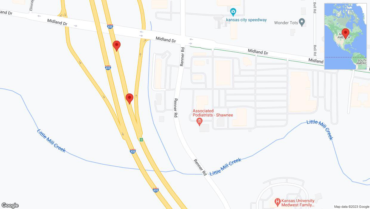 A detailed map that shows the affected road due to 'Broken down vehicle on northbound I-435 in Shawnee' on November 15th at 5:24 p.m.