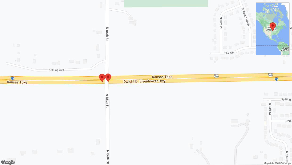 A detailed map that shows the affected road due to 'Broken down vehicle on eastbound I-70 in Kansas City' on November 16th at 1 p.m.