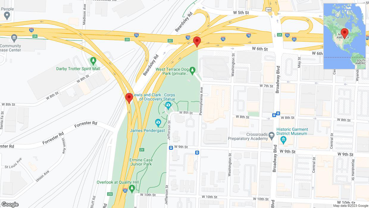 A detailed map that shows the affected road due to 'Kansas City: Beardsley Road temporarily closed' on November 16th at 12:36 p.m.