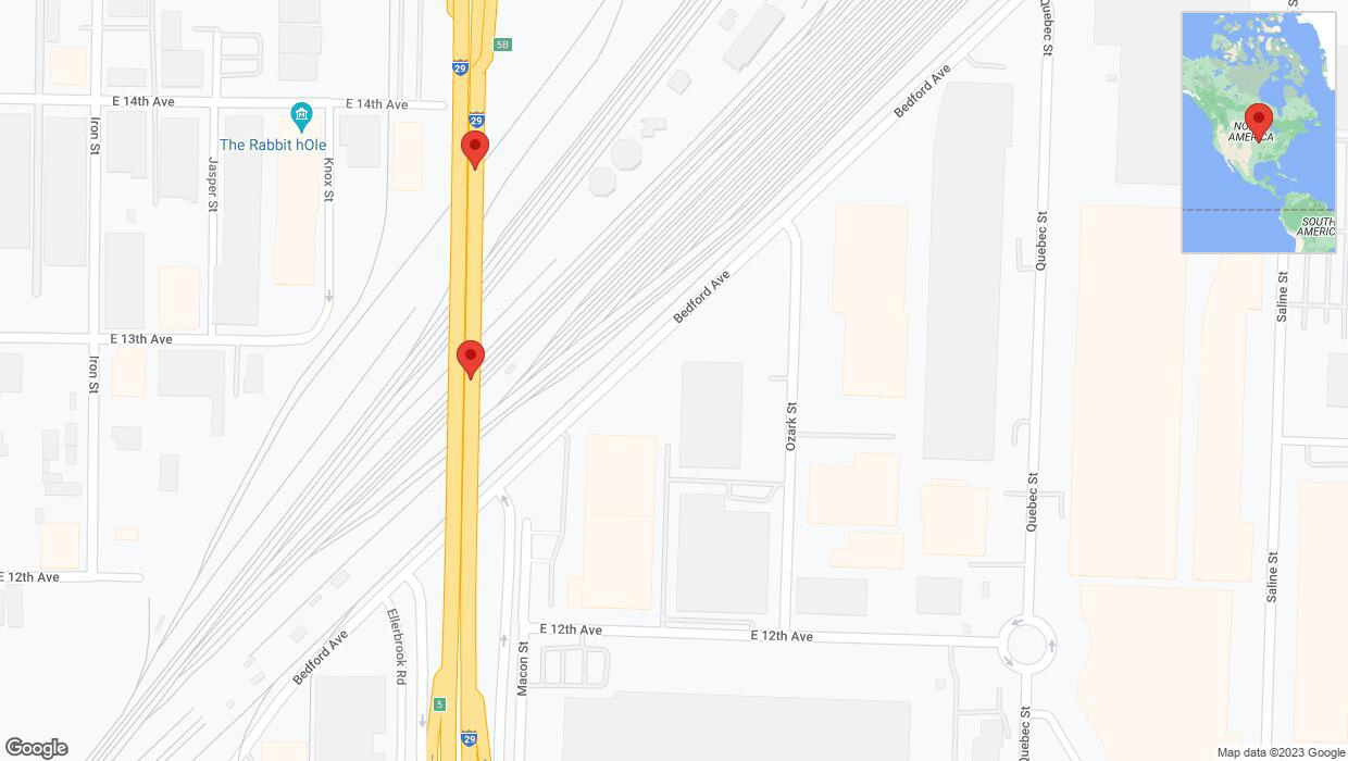 A detailed map that shows the affected road due to 'Broken down vehicle on northbound I-29/I-35 in North Kansas City' on November 16th at 2:54 p.m.