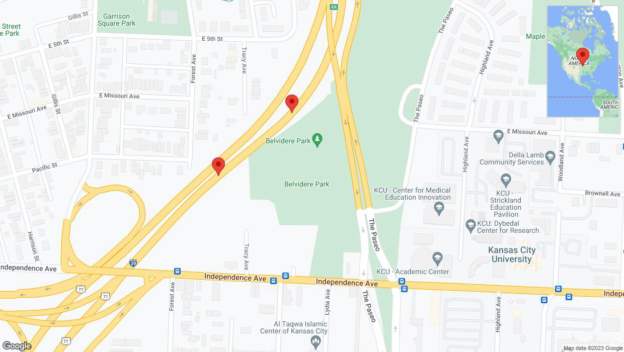 A detailed map that shows the affected road due to 'Broken down vehicle on northbound I-35 in Kansas City' on November 16th at 7 p.m.