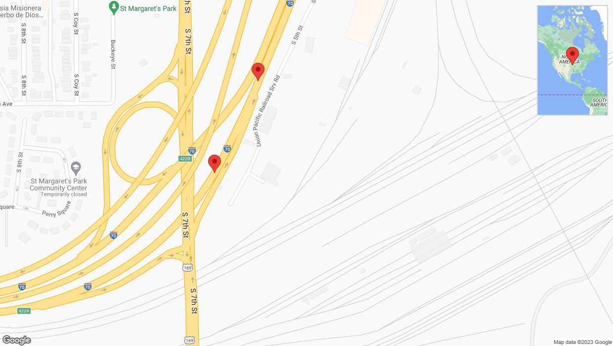 A detailed map that shows the affected road due to 'Reports of a crash on eastbound I-70' on November 16th at 9:54 p.m.