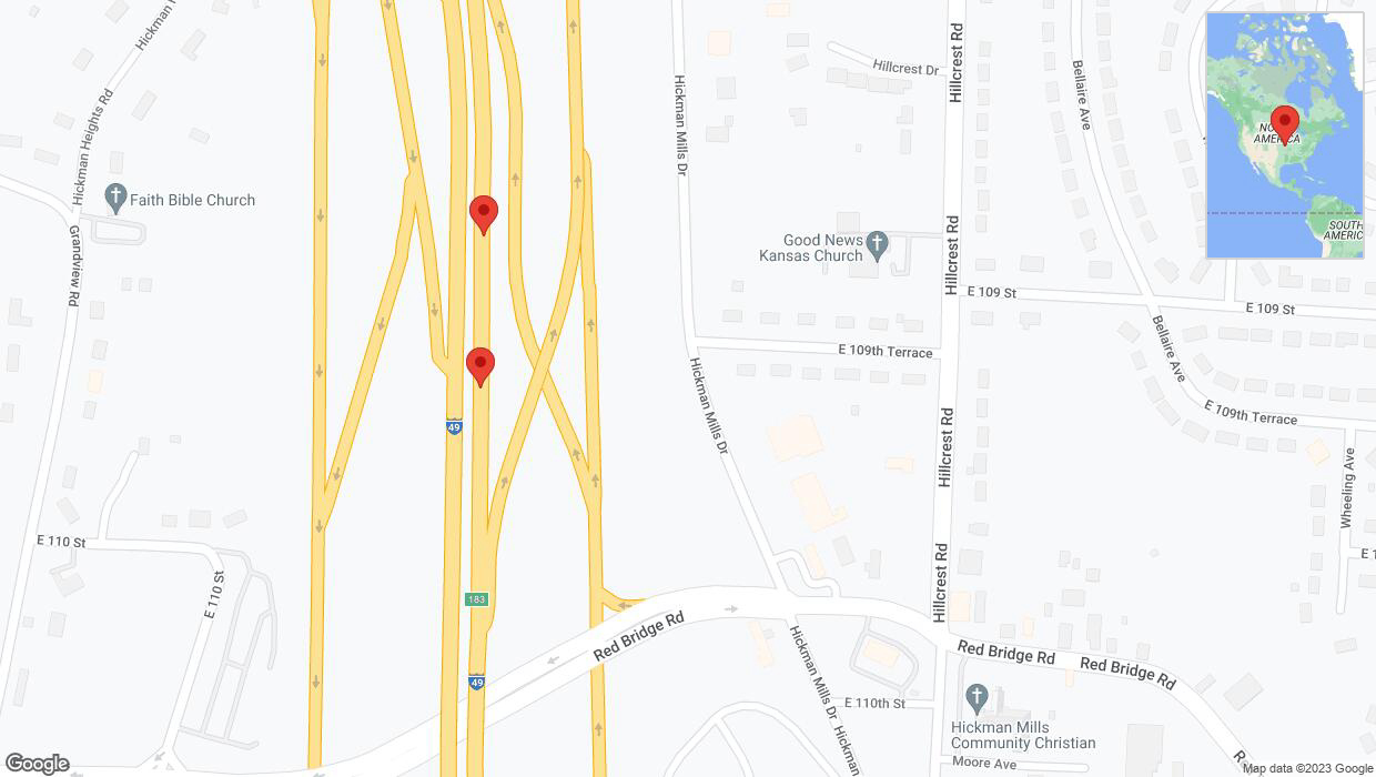 A detailed map that shows the affected road due to 'Broken down vehicle on northbound I-40/US-71 in Kansas City' on November 16th at 10:18 p.m.