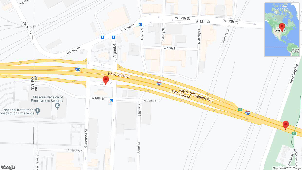 A detailed map that shows the affected road due to 'Genessee Street: bridge closed between Genesee Street exit 1B and I-670 East' on November 17th at 12:50 p.m.