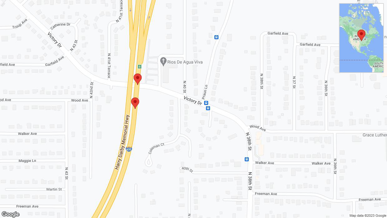 A detailed map that shows the affected road due to 'Broken down vehicle on northbound I-635 in Kansas City' on November 17th at 3:43 p.m.